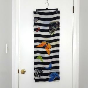 Butterfly infinity  black and white scarf xl